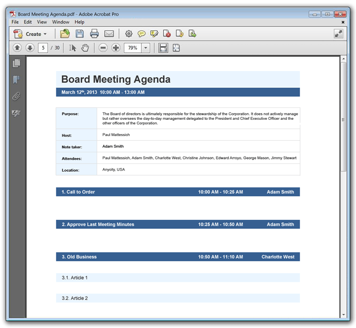 how to write an agenda